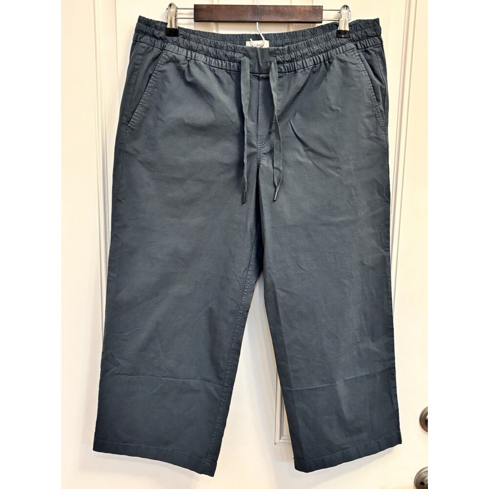 L.L. BEAN STRETCH RIPSTOP PULL ON GRAY PANTS wide LEG WOMENS LARGE Crop